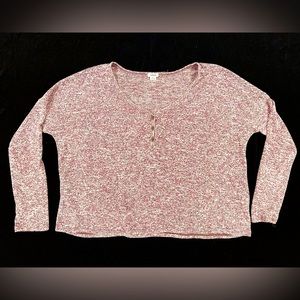 Garage heather red long sleeve henley top